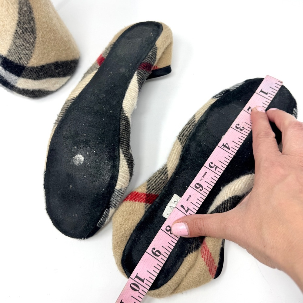 Burberry London Plaid Foldable Ballet Flats Archive Nova Check Beige/Black/White - Picture 7 of 8